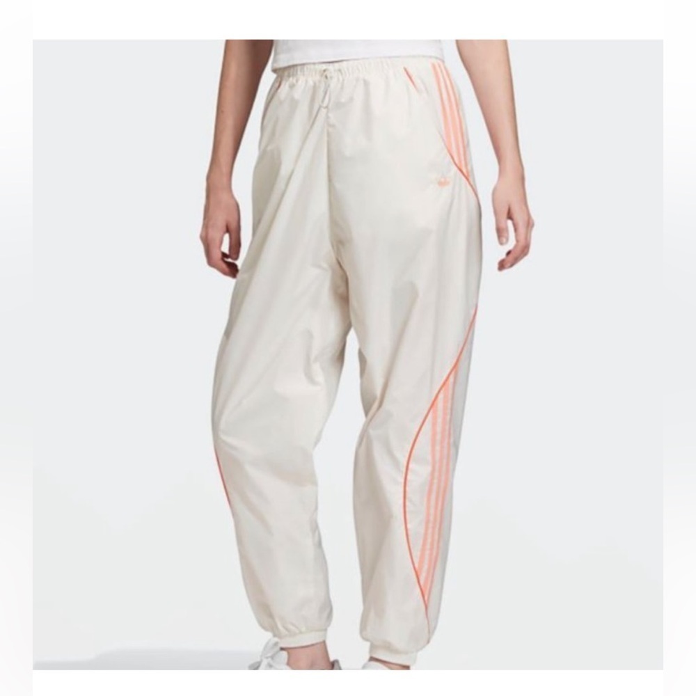 Adidas chalk white and pink track pants size XS